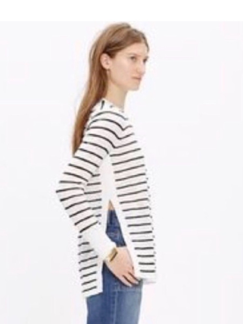 Madewell Sunview Sweater Side Slit in Stripe XS